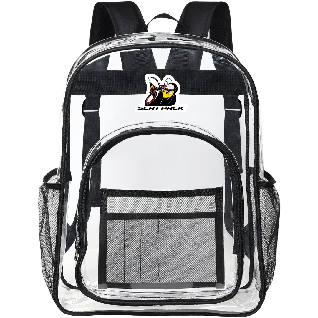 Dodge Challenger Scat Pack Clear Backpack - Transparent See Through School Bag Dodge Challenger Scat Pack Large Logo