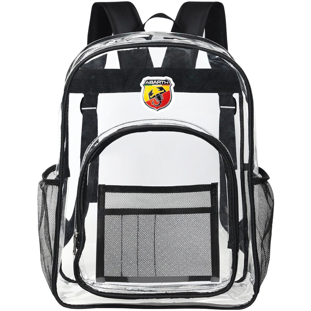 Fiat 500 Abarth Clear Backpack - Transparent See Through School Bag Fiat 500 Abarth Large Logo