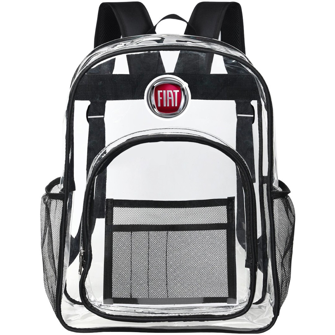 Fiat Clear Backpack - Transparent See Through School Bag Fiat Large Logo