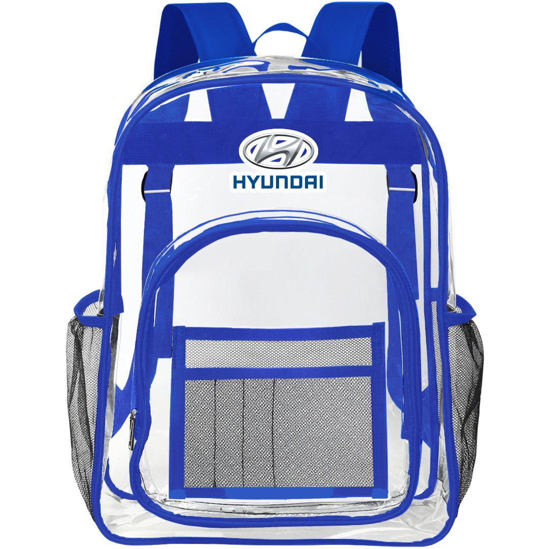 Hyundai Clear Backpack - Transparent See Through School Bag Hyundai Large Logo