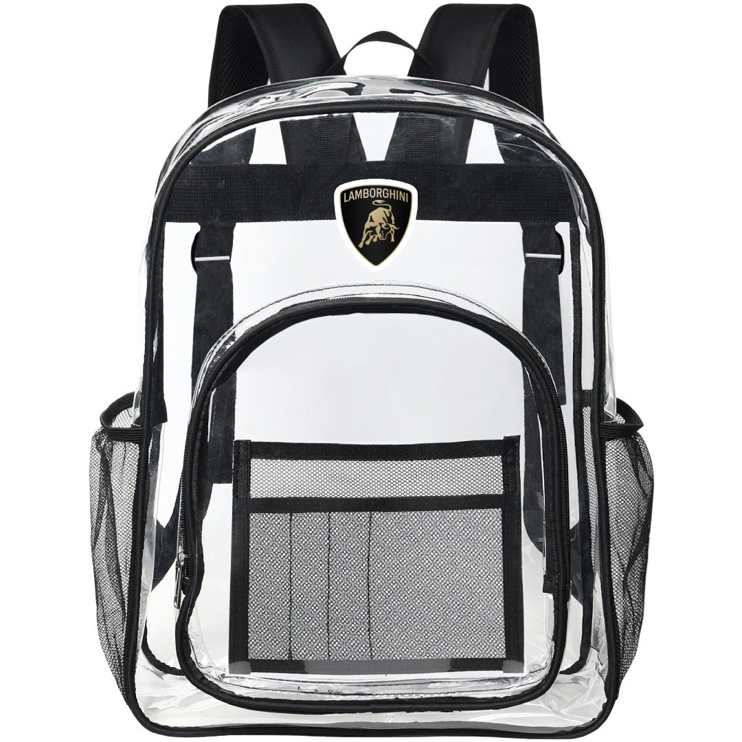 Lamborghini Clear Backpack - Transparent See Through School Bag Lamborghini Large Logo
