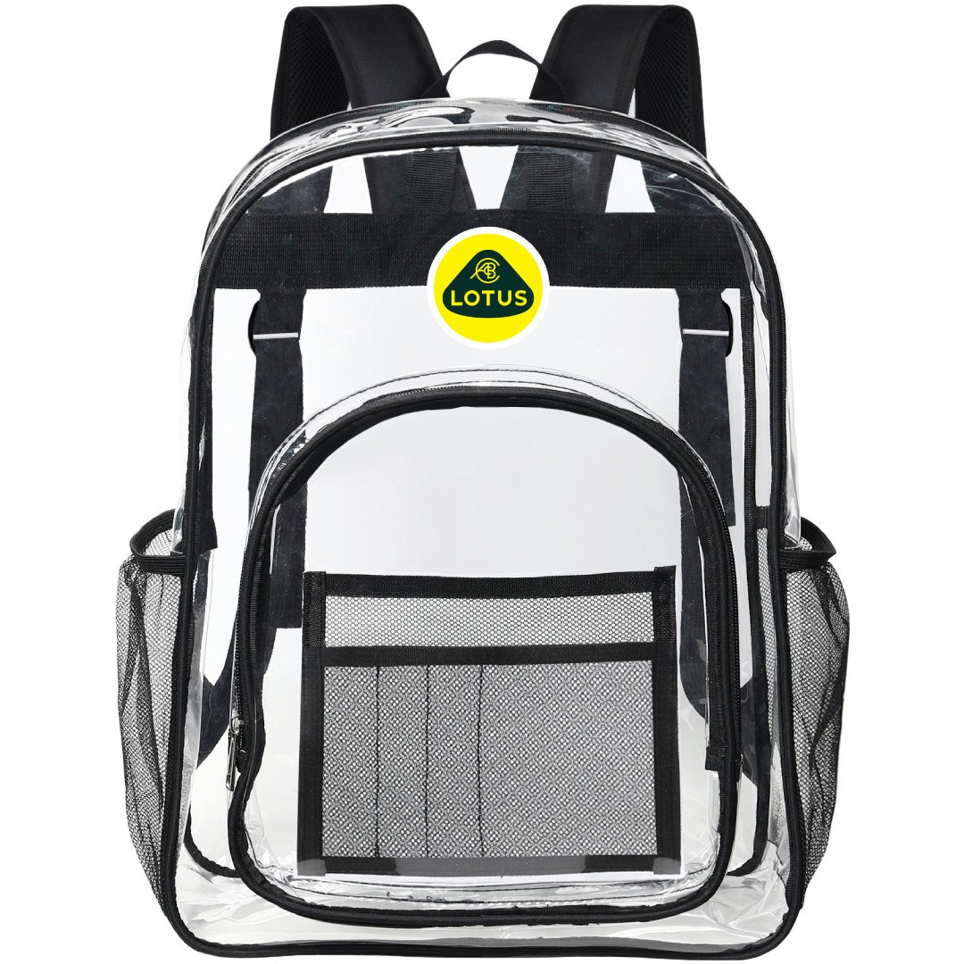 Lotus Clear Backpack - Transparent See Through School Bag Lotus Large Logo