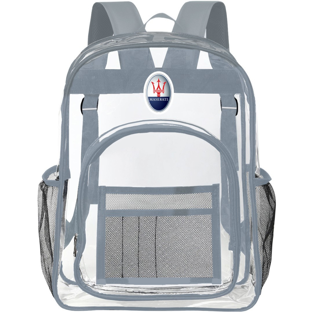 Maserati Clear Backpack - Transparent See Through School Bag Maserati Large Logo