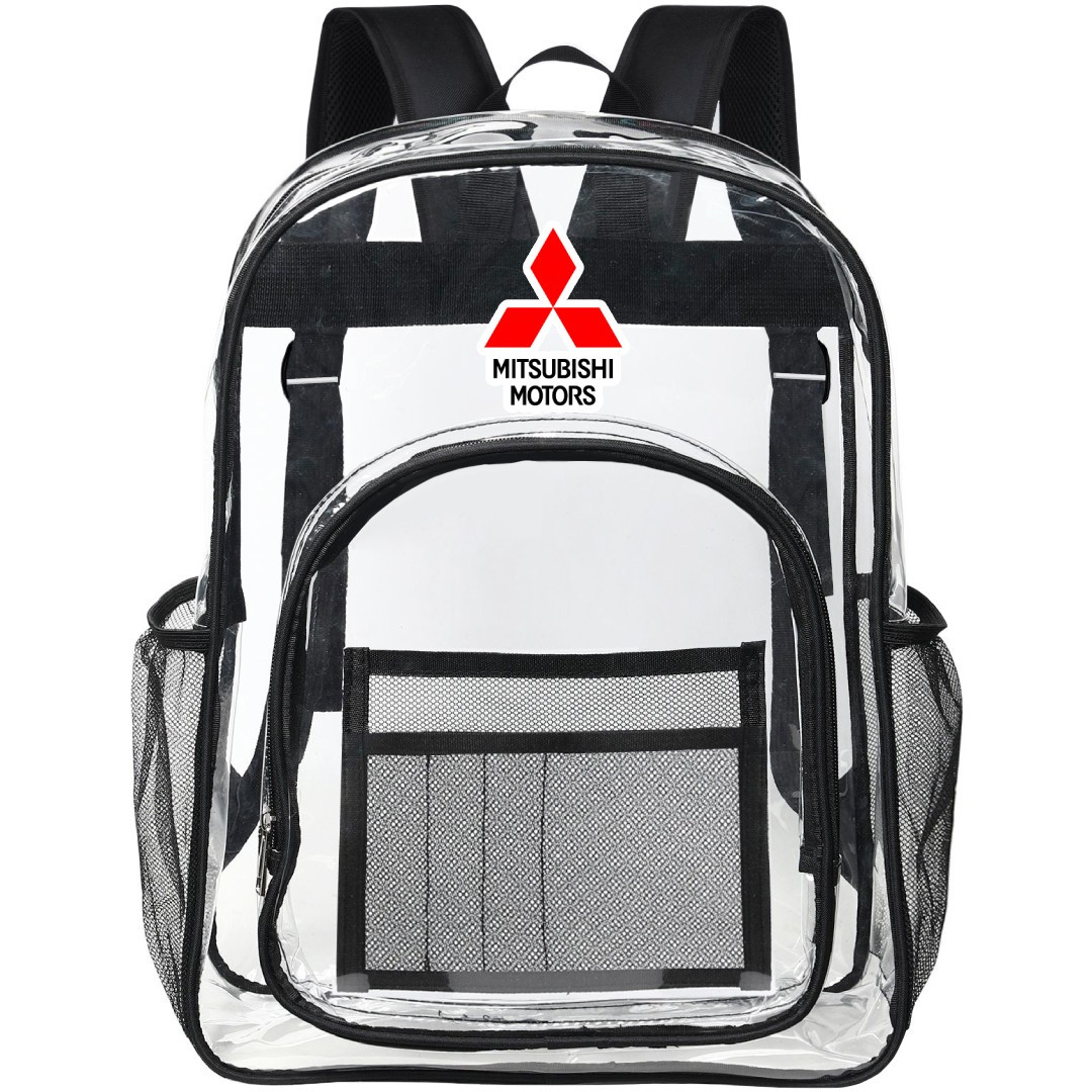 Mitsubishi Clear Backpack - Transparent See Through School Bag Mitsubishi Large Logo