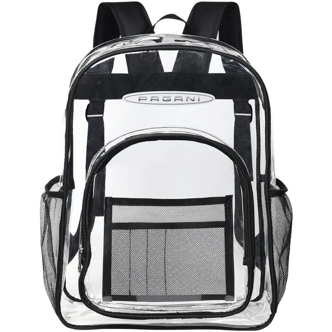 Pagani Clear Backpack - Transparent See Through School Bag Pagani Large Logo