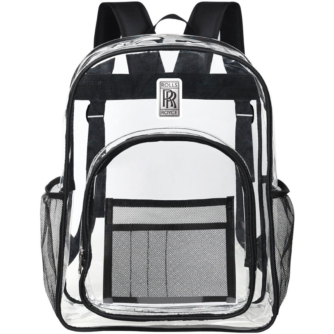 Rolls-Royce Clear Backpack - Transparent See Through School Bag Rolls-Royce Large Logo