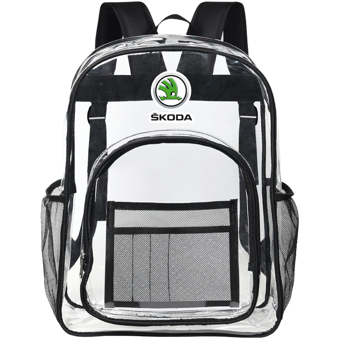 Skoda Clear Backpack - Transparent See Through School Bag Skoda Large Logo
