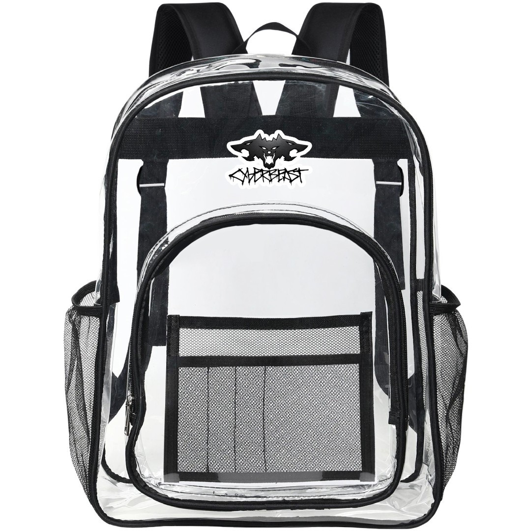 Tesla Cyberbeast Clear Backpack - Transparent See Through School Bag Tesla Cyberbeast Large Logo