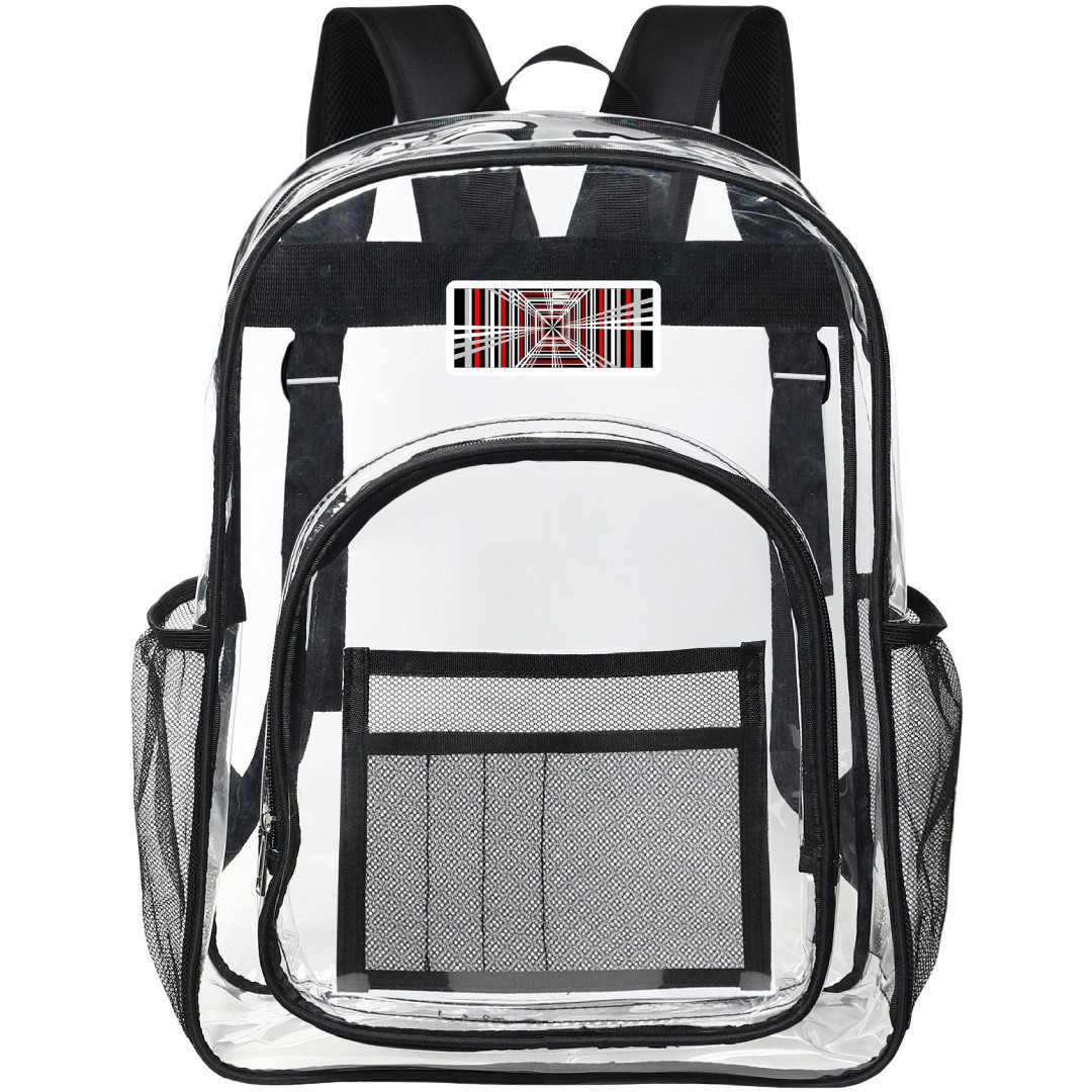 Tesla Model S Plaid Clear Backpack - Transparent See Through School Bag Tesla Model S Plaid Large Logo