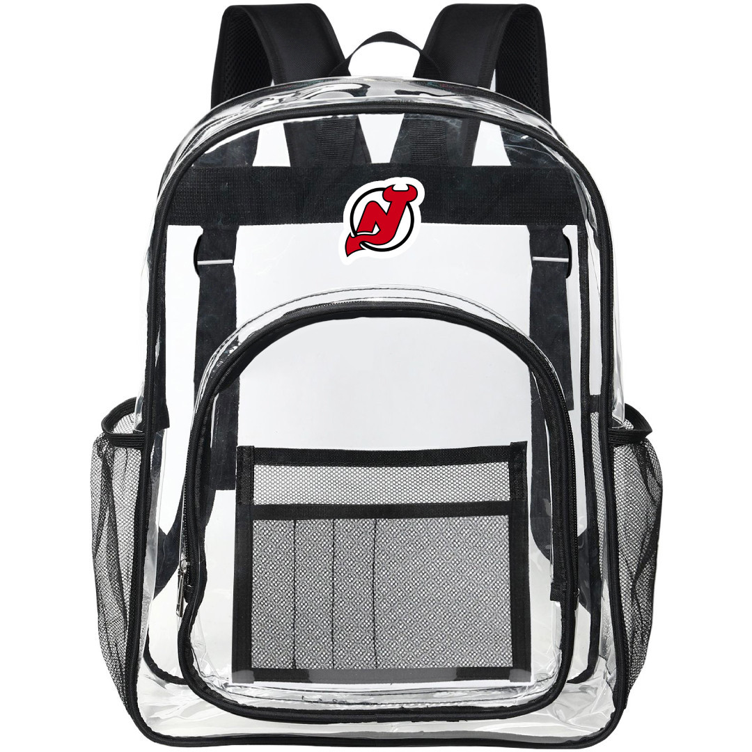 New Jersey Devils Clear Backpack - Transparent See Through School Bag New Jersey Devils Large Team Logo