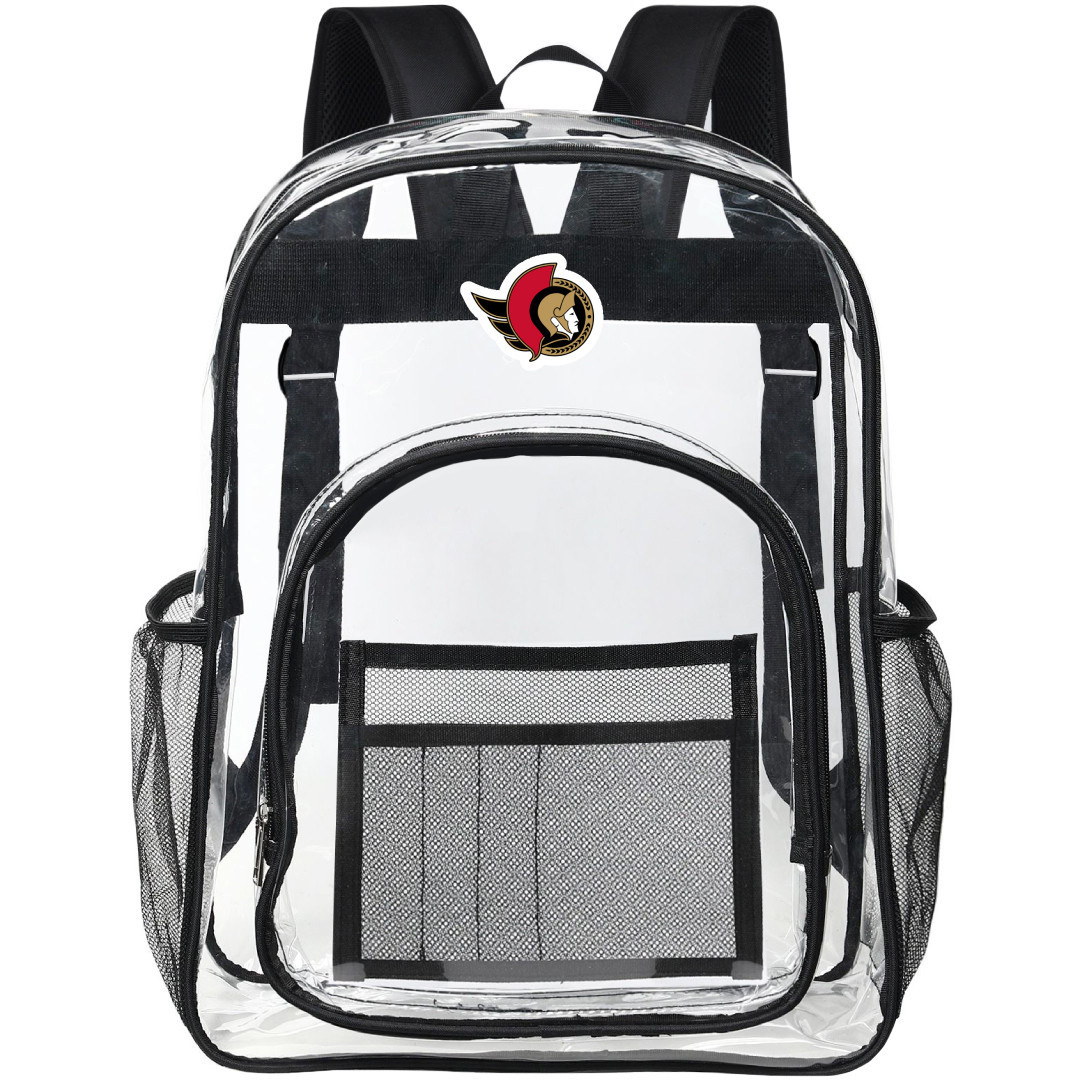 Ottawa Senators Clear Backpack - Transparent See Through School Bag Ottawa Senators Large Team Logo