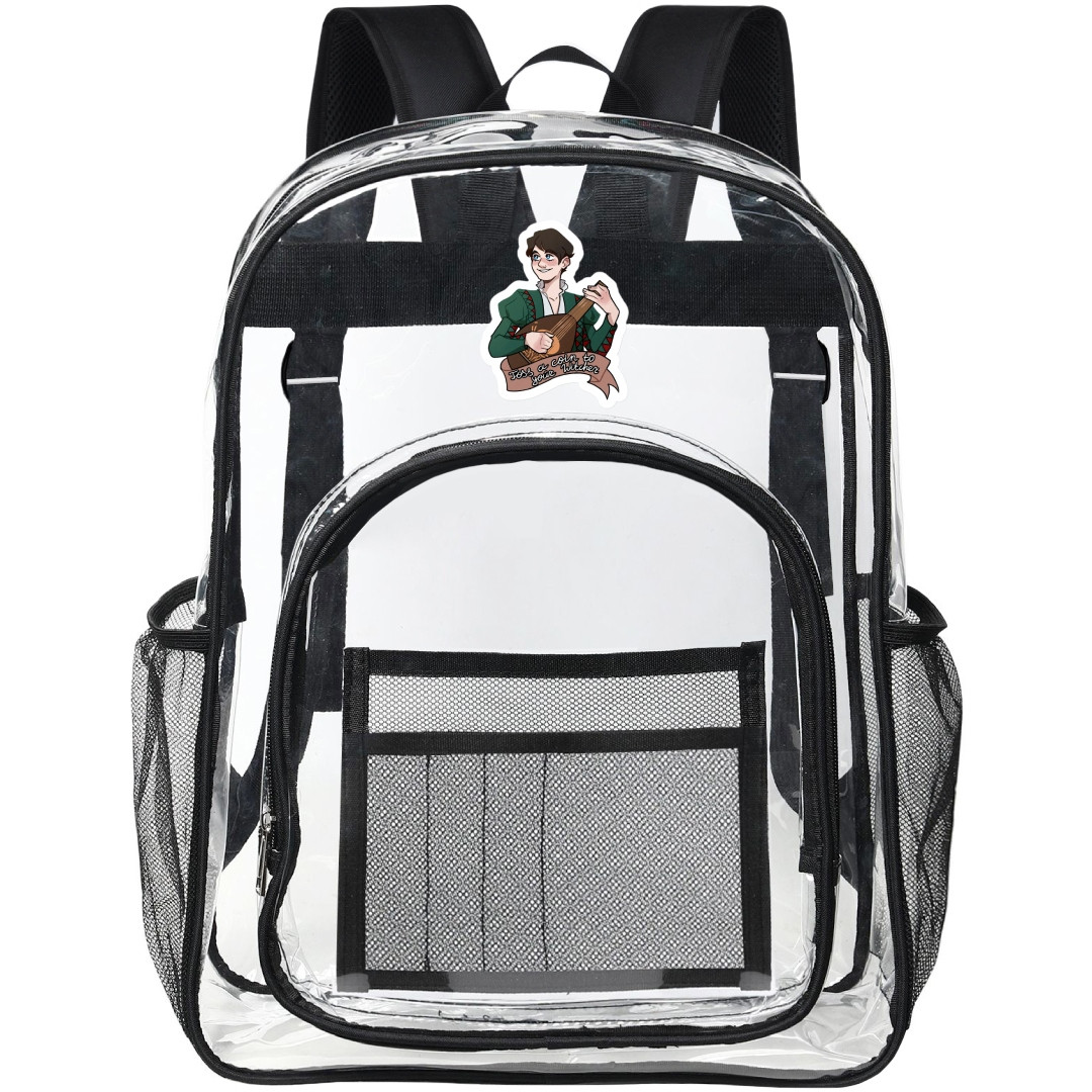 The Witcher Clear Backpack - Transparent See Through School Bag The Witcher Jaskier Toss a Coin Sticker Art