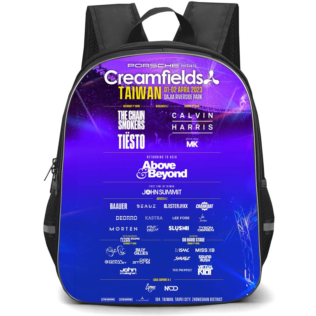 Creamfields Backpack StudentPack - Creamfields Taiwan 2023 Music Festival Poster Blue Background