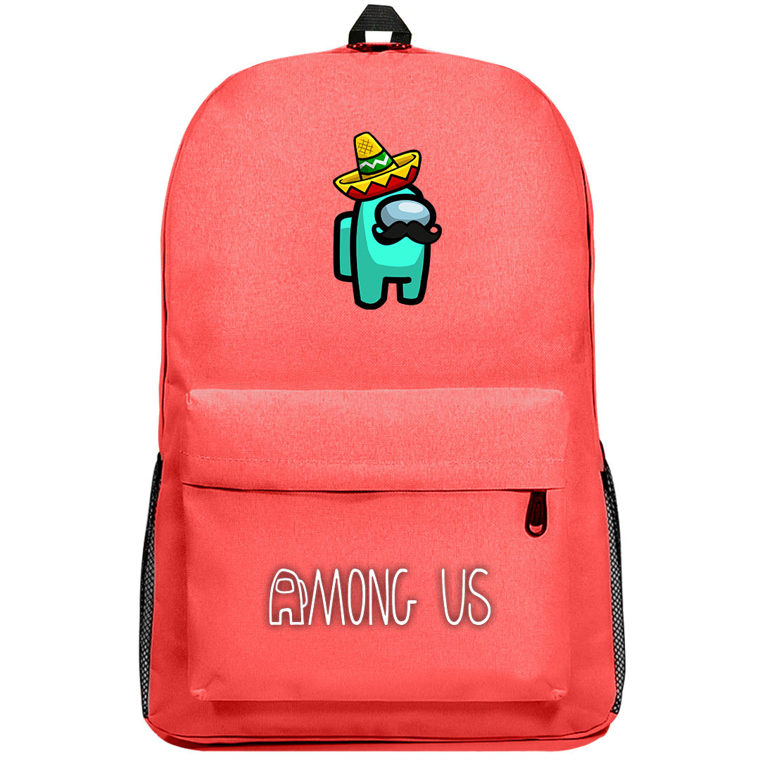Among Us Cyan Backpack SuperPack - Among Us Mexico Sombrero Mustache Cyan Character