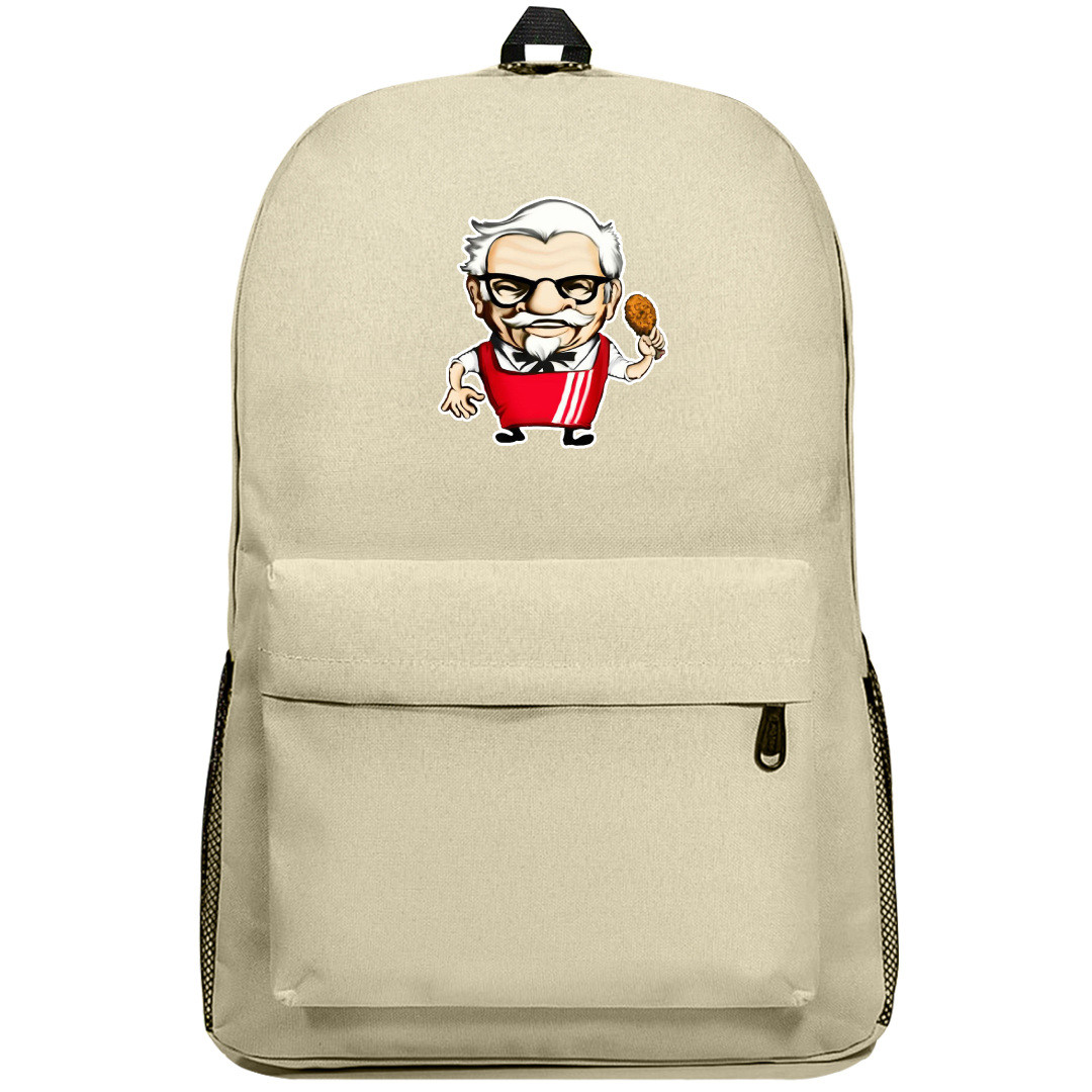 KFC Backpack SuperPack - KFC Colonel Holding Fried Chicken Cartoon Illustration