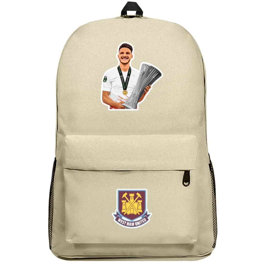 Declan Rice Backpack SuperPack - Declan Rice Westham United Holding Trophy Minimalist Art