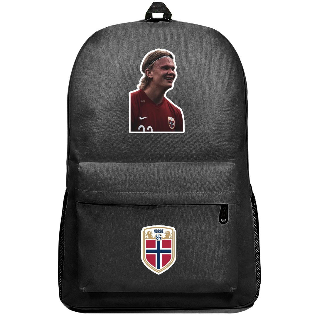 Erling Haaland Backpack SuperPack - Erling Haaland Norway National Team Side Portrait Sticker Art