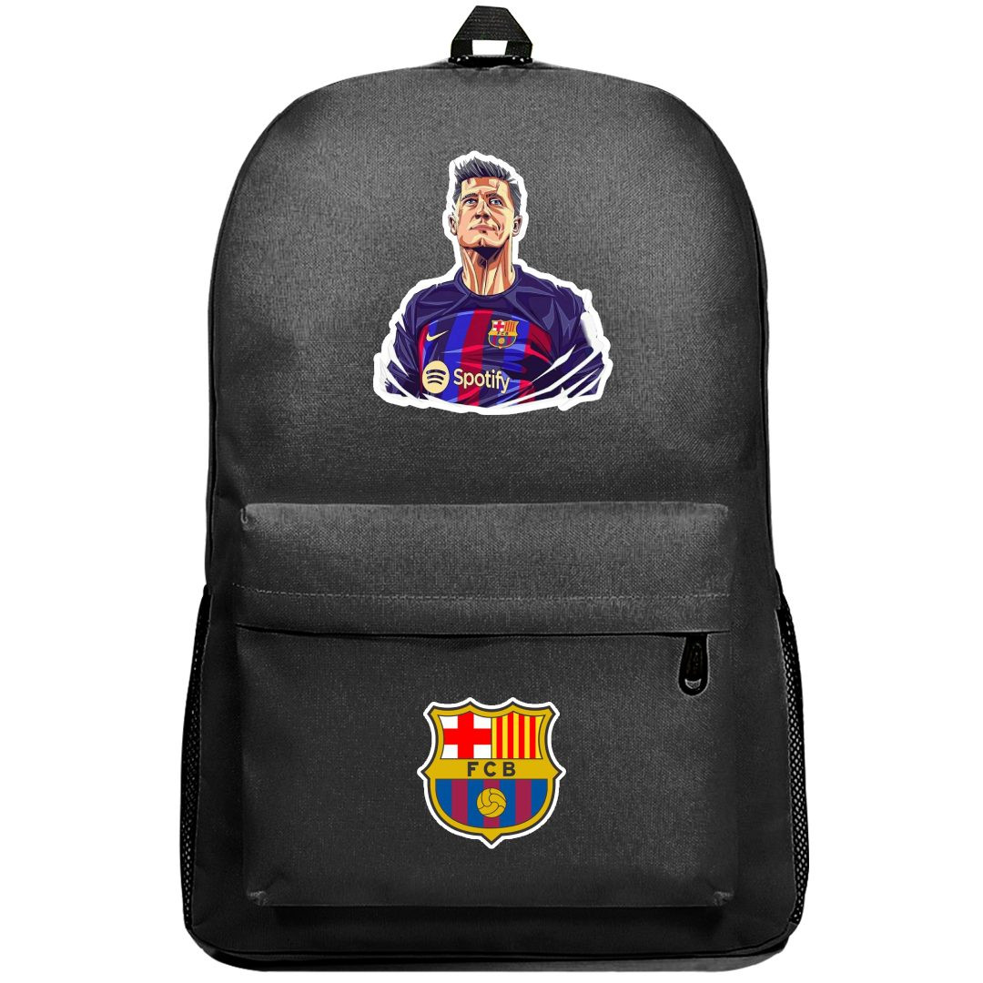 Robert Lewandowski Backpack SuperPack - Robert Lewandowski FC Barcelona Portrait Illustration Sticker Art