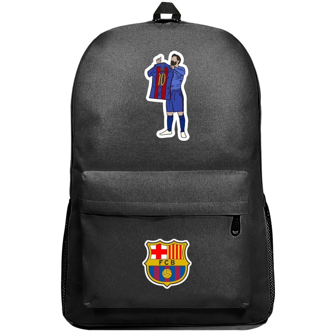 Lionel Messi Backpack SuperPack - Lionel Messi FC Barcelona Showing Jersey Minimalist Art