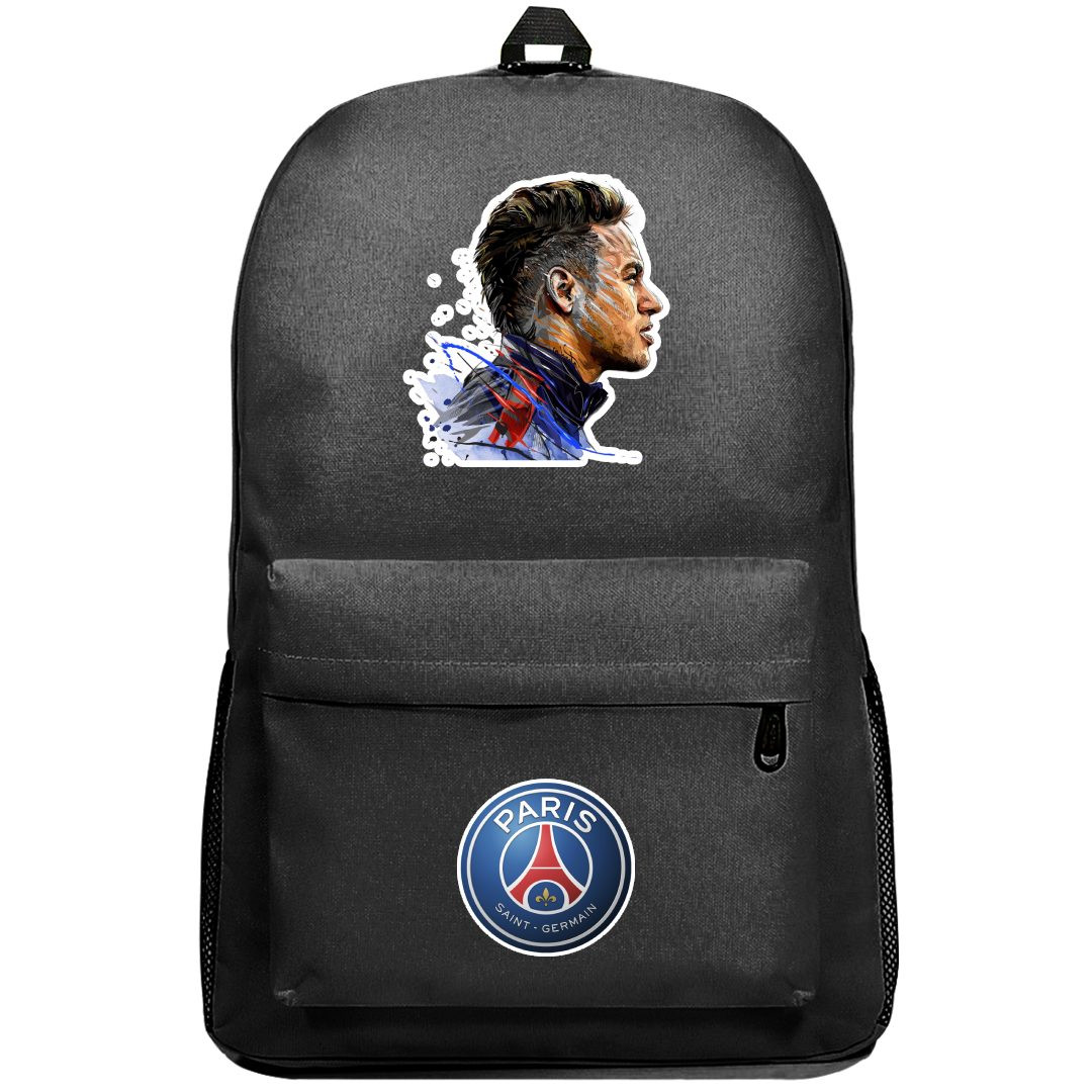 Neymar Jr Backpack SuperPack - Neymar Jr Paris Saint Germain Side Portrait Oil Paint Sticker Art