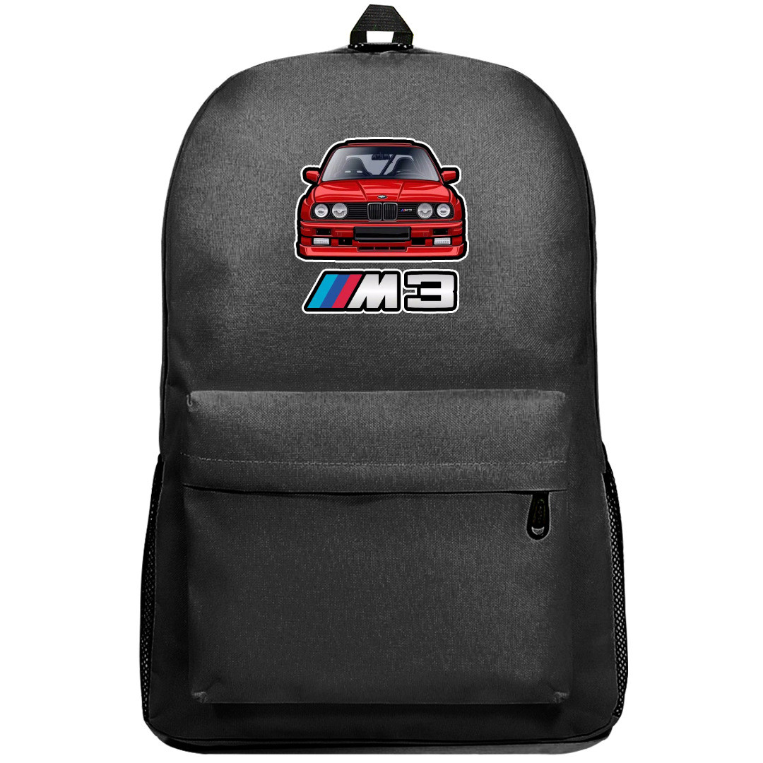 BMW Backpack SuperPack - BMW E30 M3 Red Illustration On Black Background