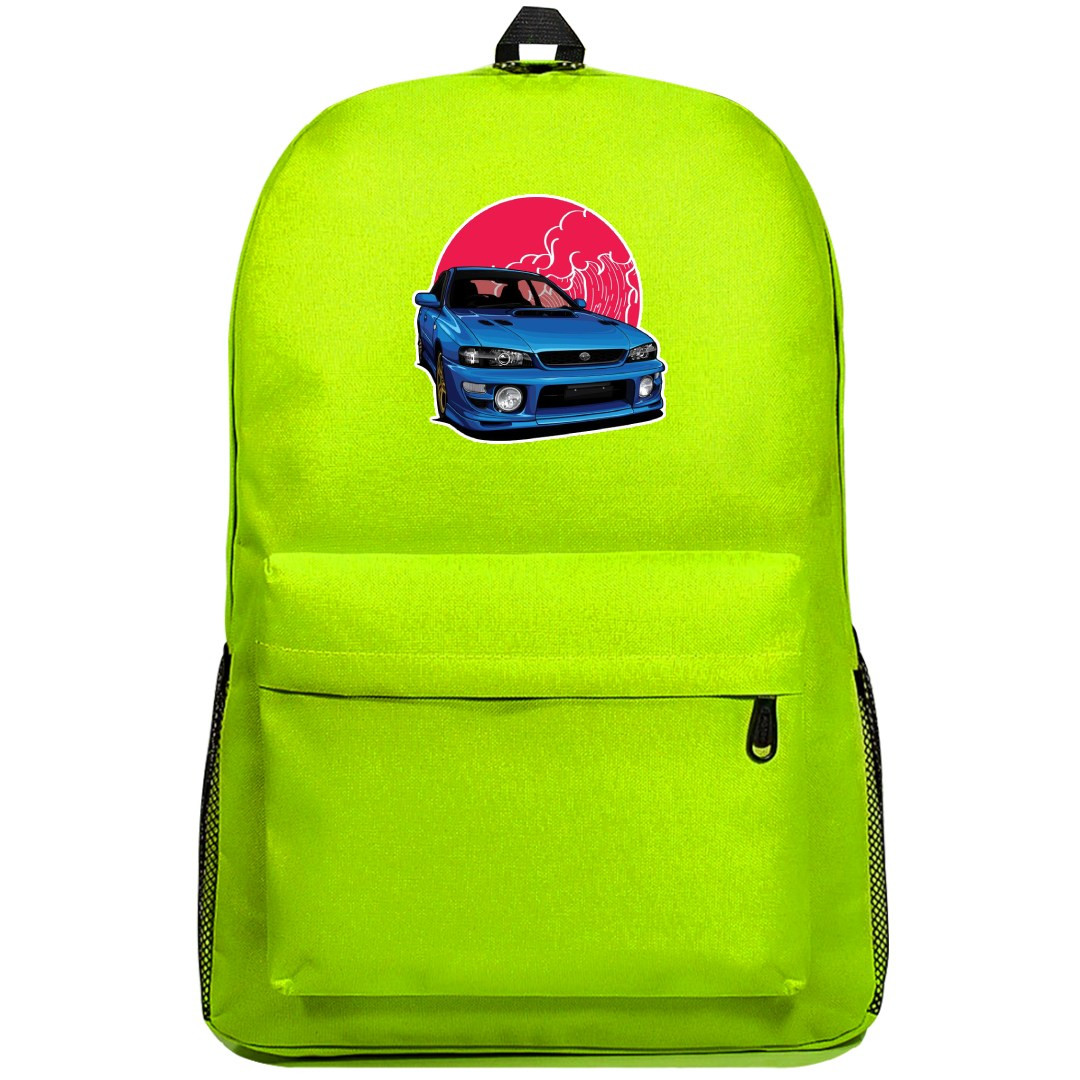 Subaru Backpack SuperPack - Subaru Impreza Blue Car Vector Art On Sun Sticker