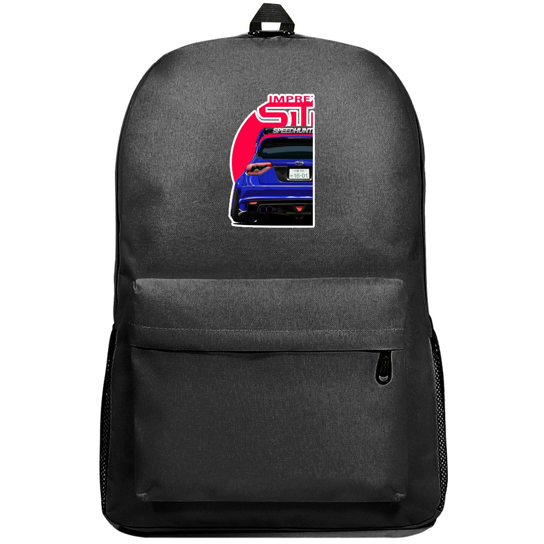 Subaru Backpack SuperPack - Subaru Impreza WRX STI Blue Rear View Illustration Art
