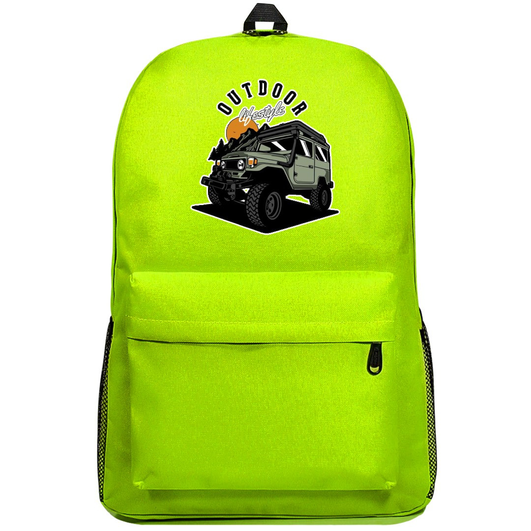 Suzuki Backpack SuperPack - Suzuki Jimny Off Road Illustration Battle Green Background