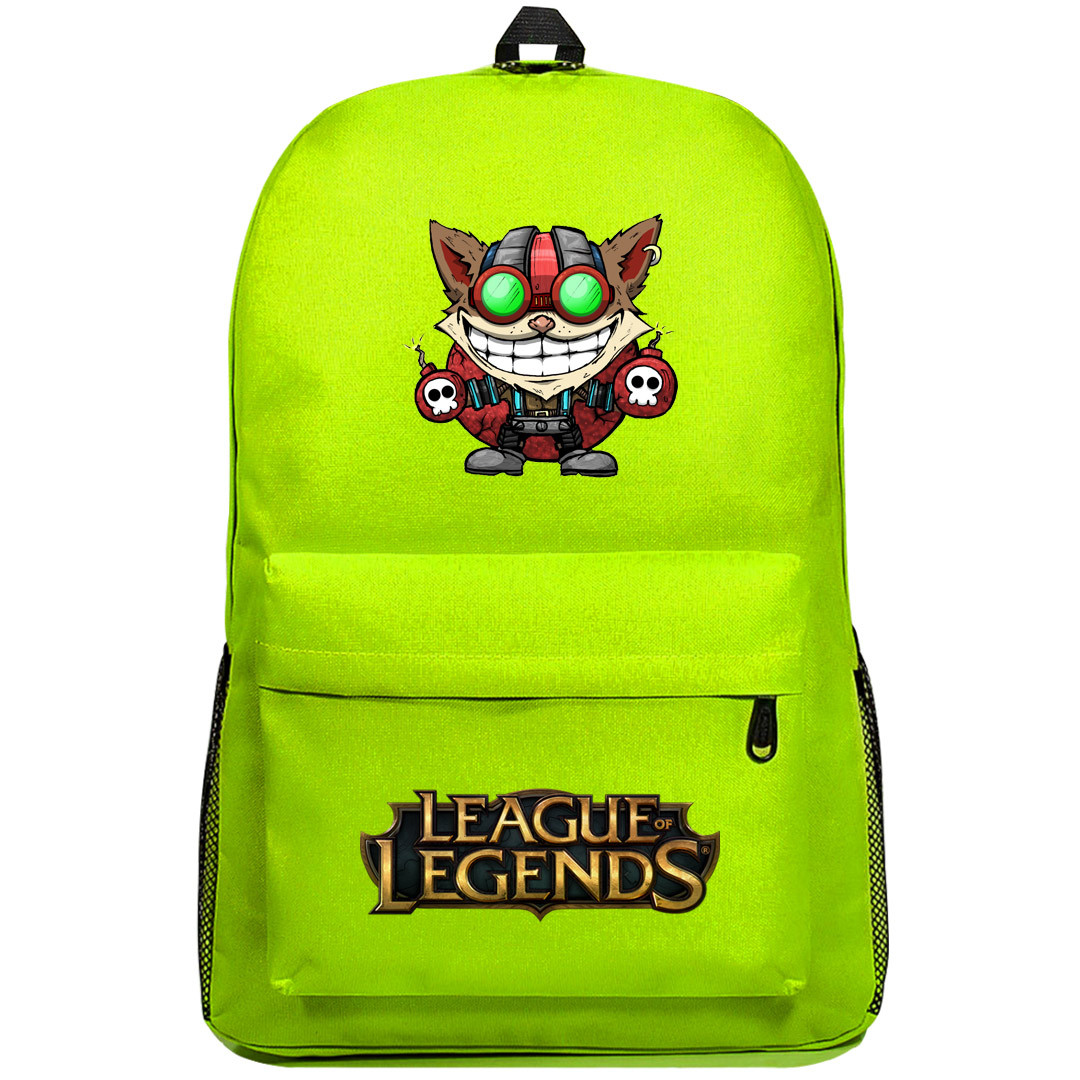 League of Legends Ziggs Backpack SuperPack - Ziggs Holding Bombs Chibi Art