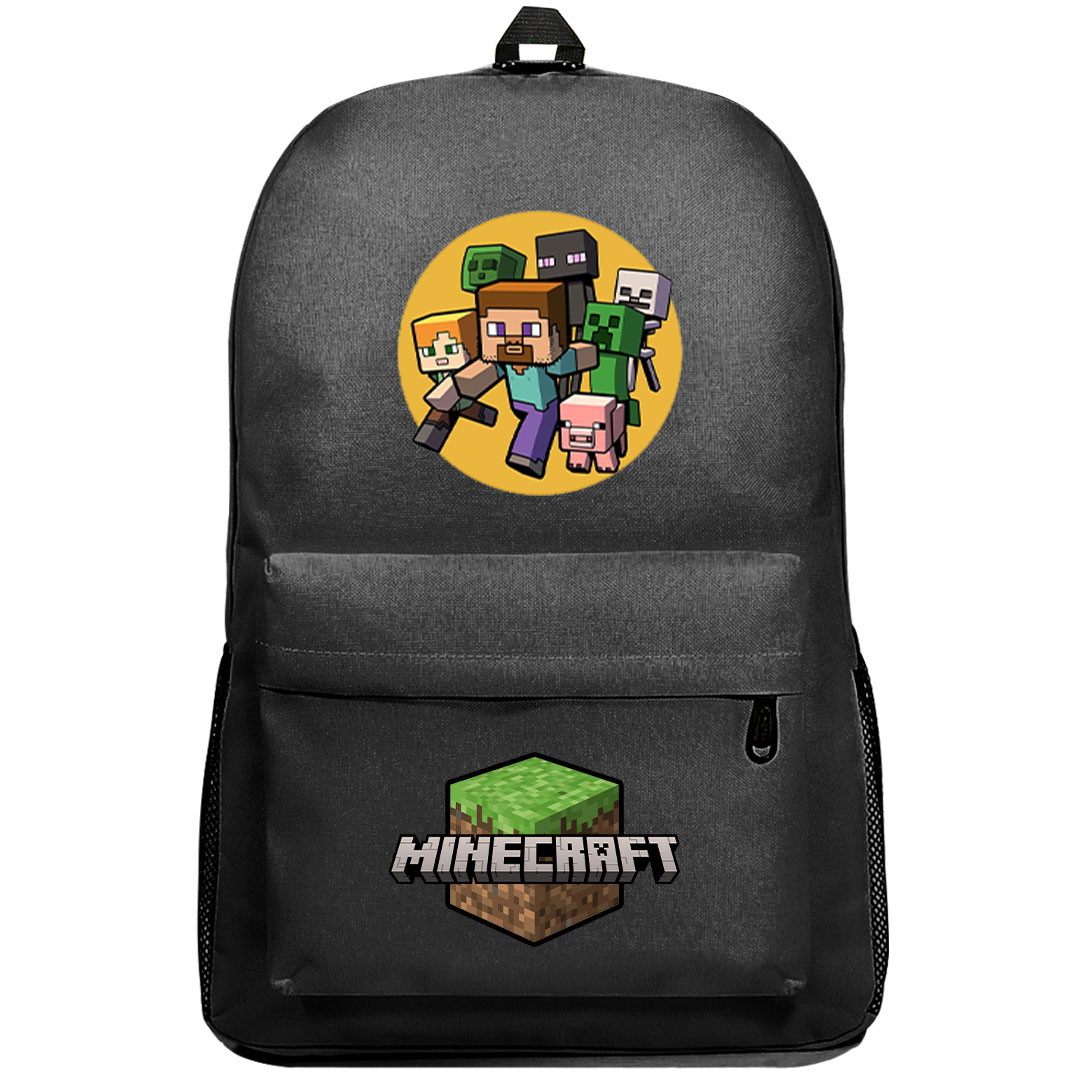 Minecraft Backpack SuperPack - Multi Characters Steve Alex Creeper Zombie Pig Skeleton Spider Chibi Art Series