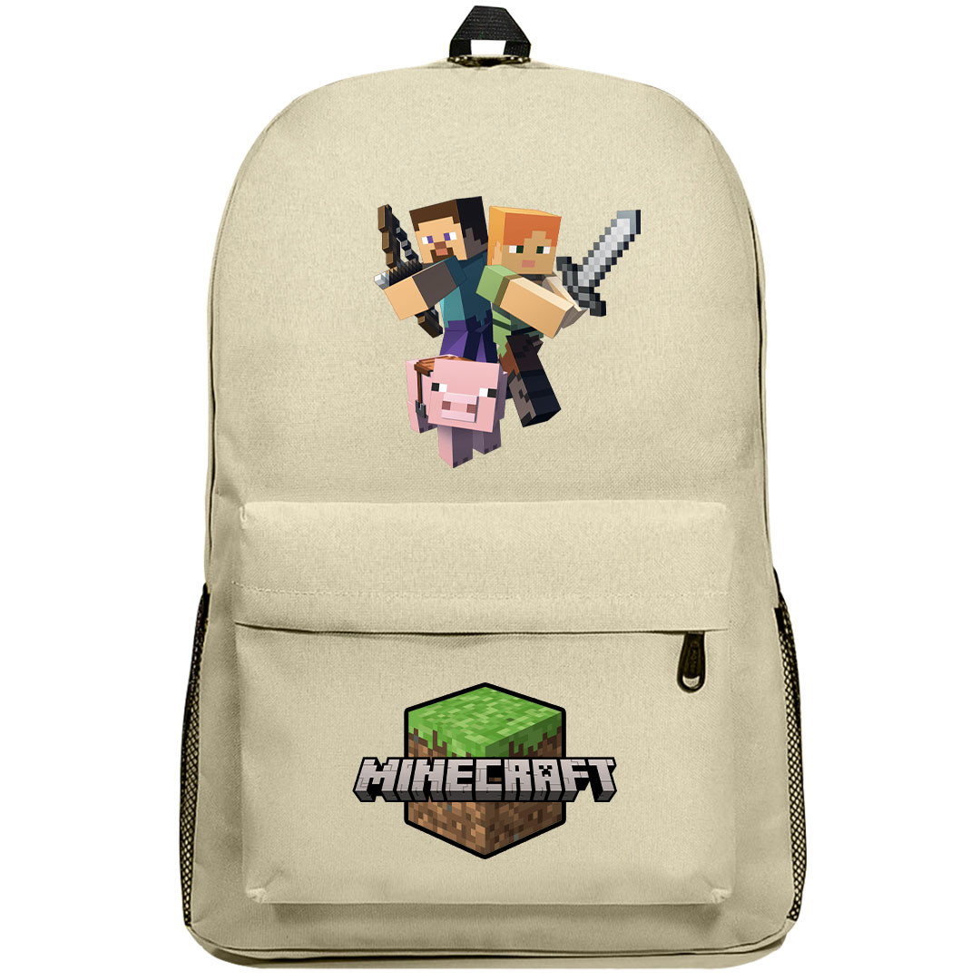 Minecraft Backpack SuperPack - Steve Alex Pig Ready To Fight