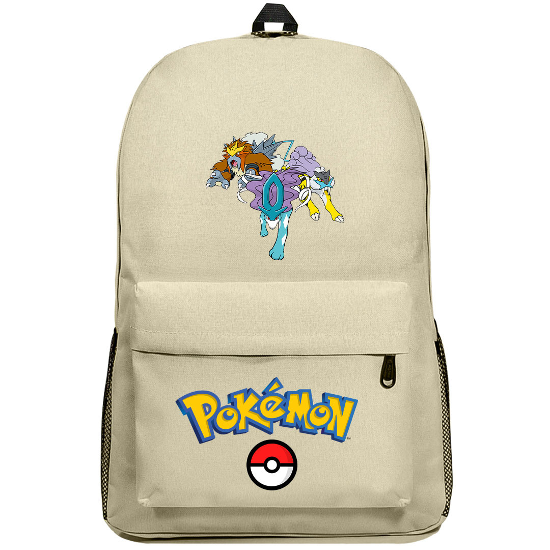 Pokemon Backpack SuperPack - Raikou Entei Suicune Legendary Beasts Cartoon Art Series