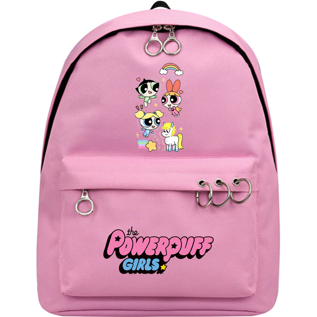Powerpuff Girls Group Backpack SuperPack - The Power Girls Happy Rainbow Unicorn