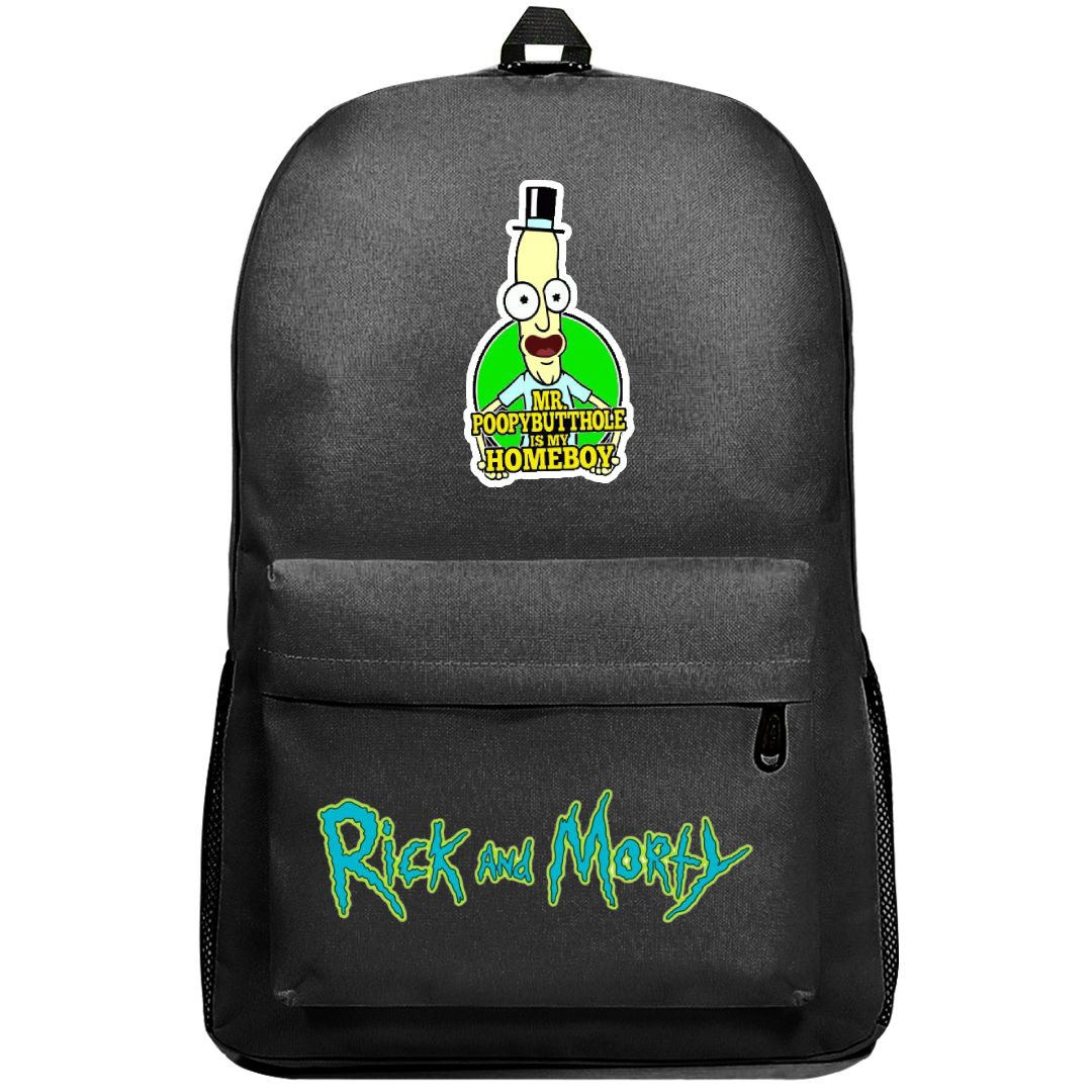 Rick And Morty Mr. Poopybutthole Backpack SuperPack - Mr. Poopybutthole Is My Homeboy Text Art