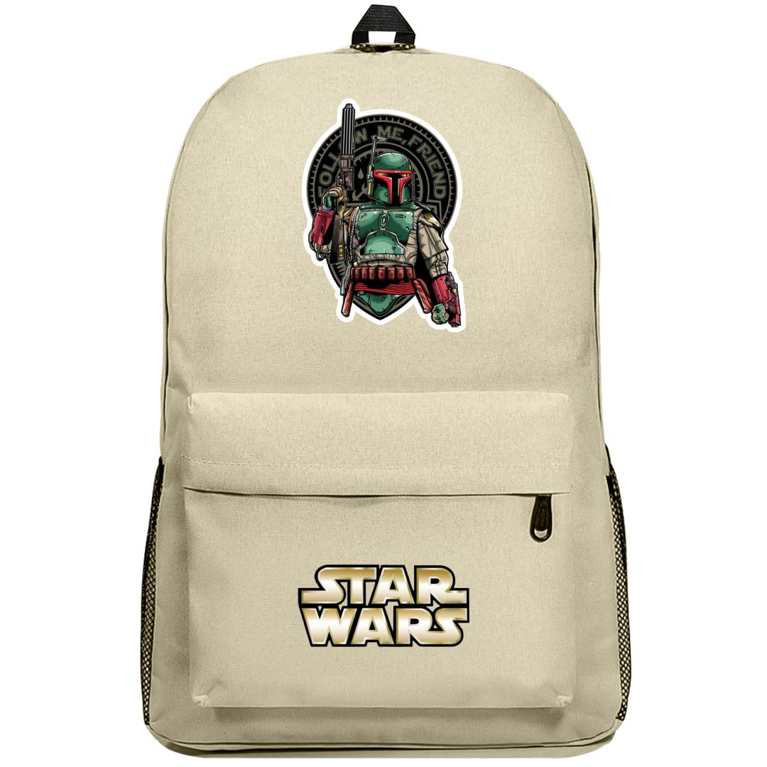 Star Wars Boba Fett Backpack SuperPack - Boba Fett Follow Me Friend Cartoon Illustration