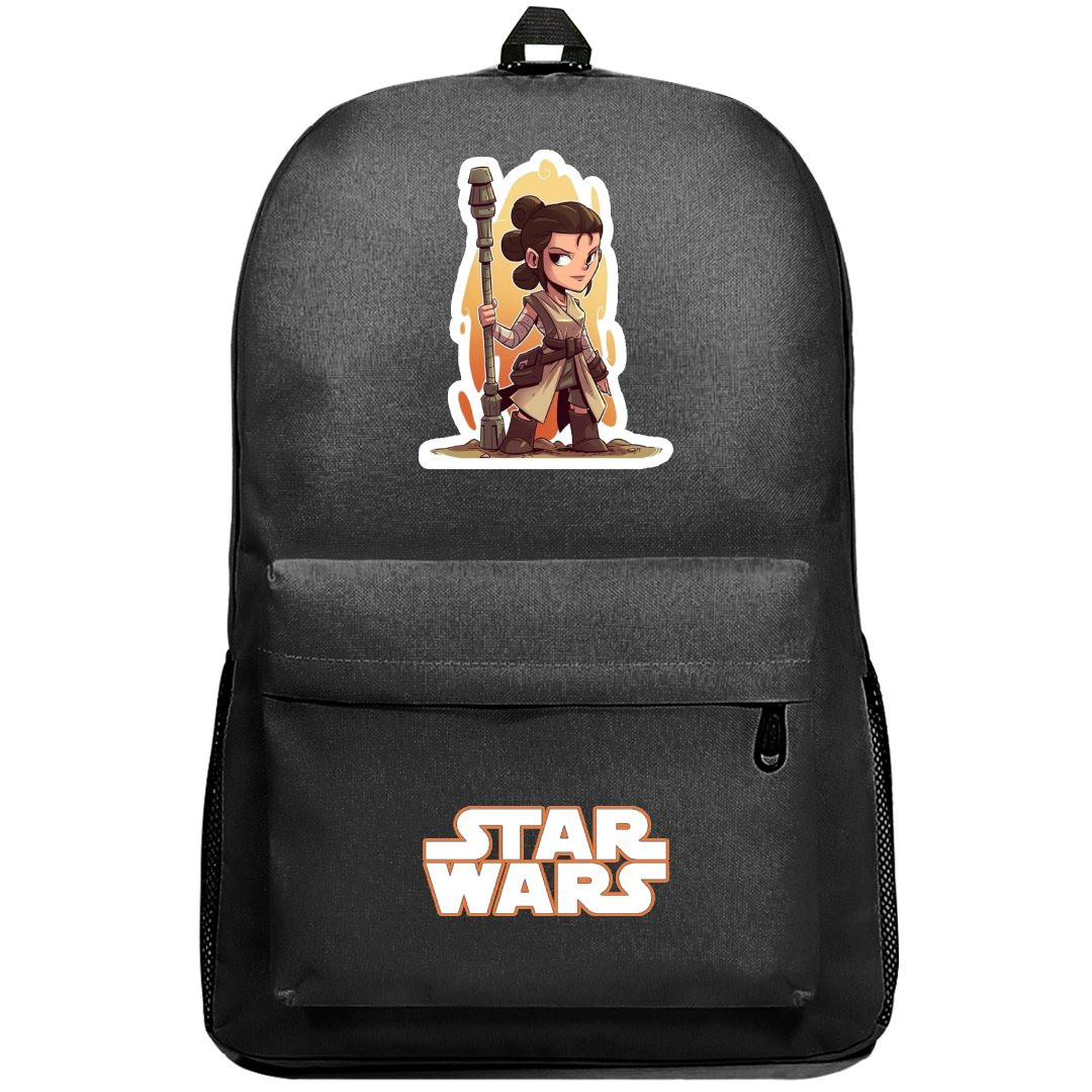 Star Wars Rey Backpack SuperPack - Rey Holding Weapon Chibi Art