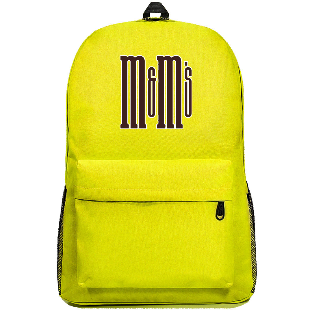 M&Ms Backpack SuperPack - M&Ms Logo Redesigns On Yellow Background