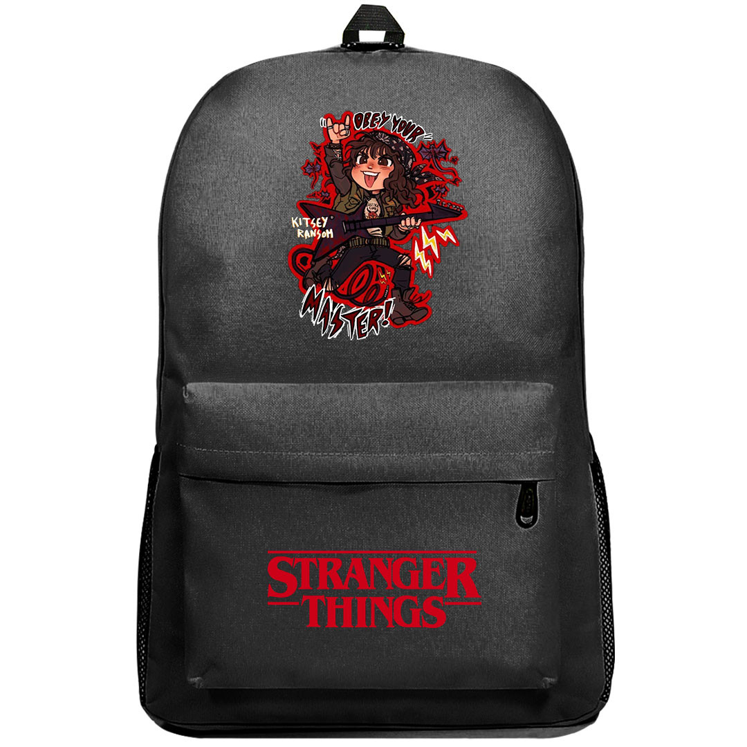 Stranger Things Eddie Munson Backpack SuperPack - Eddie Munson Obey Your Master Cartoon Art
