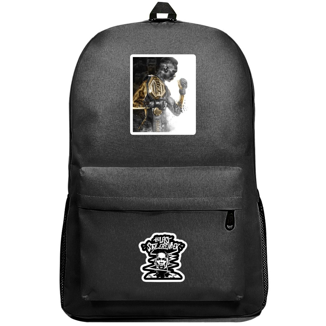 UFC Israel Adesanya Backpack SuperPack - Israel Adesanya Side Portrait With Belt Grayscale