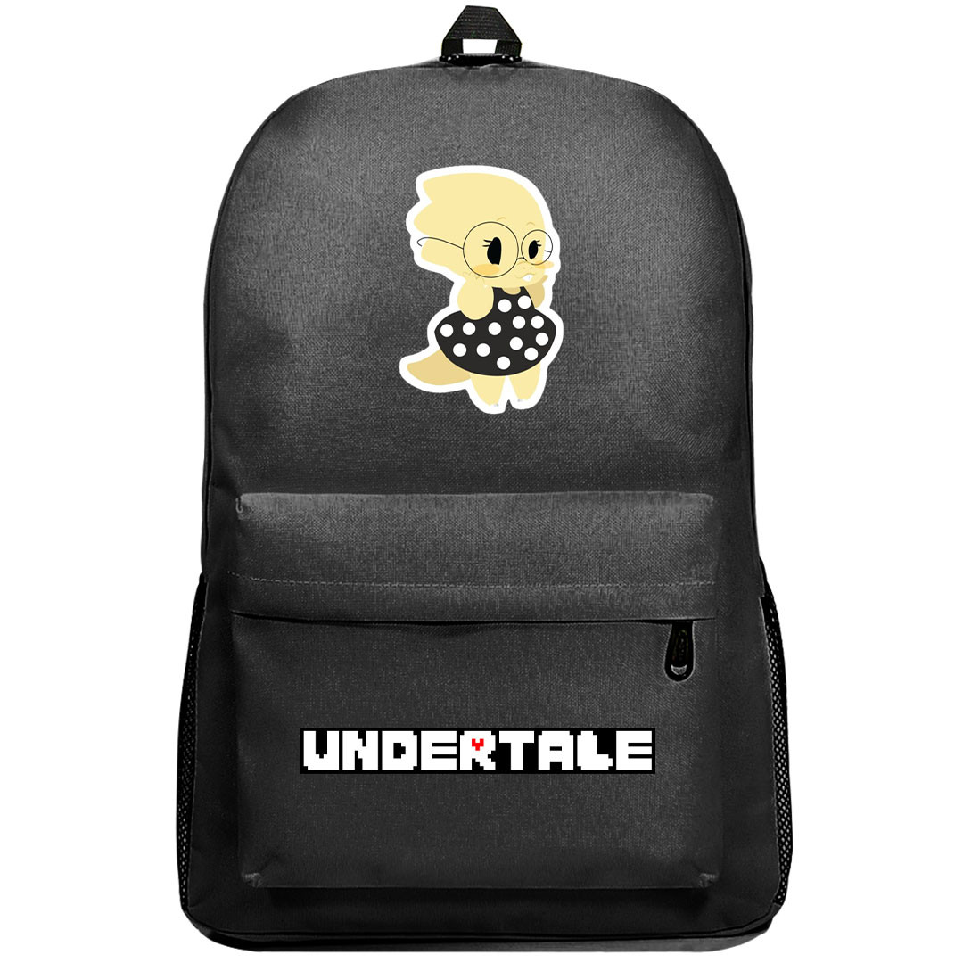 Undertale Alphys Backpack SuperPack - Alphys Wearing White Dot Dress Sticker Art