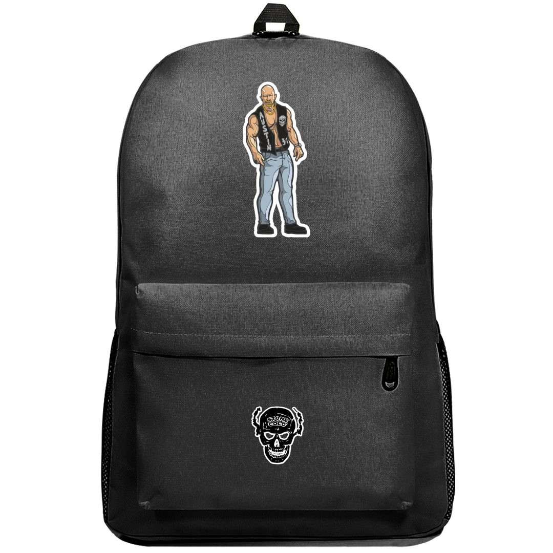 WWE Steve Austin Backpack SuperPack - Steve Austin Standing Vector Illustration Sticker Art