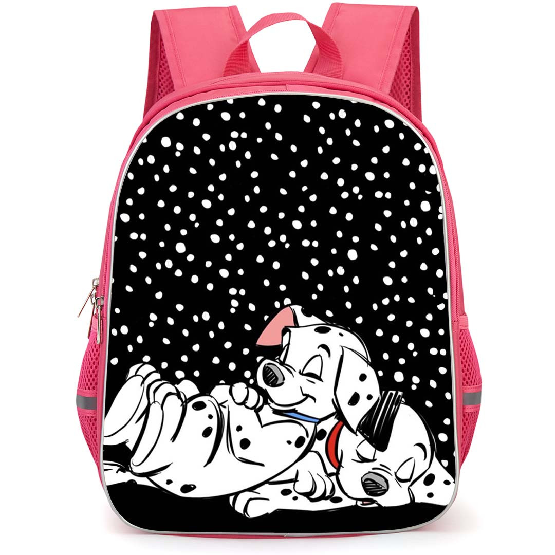 101 Dalmatians Backpack StudentPack - 101 Dalmatians Puppies Sleeping On White Dot Black Background