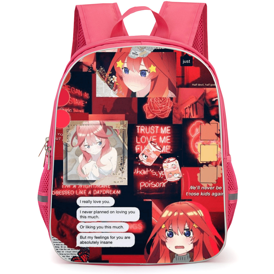 The Quintessential Quintuplets Itsuki Nakano Backpack School Bag StudentPack - Itsuki Nakano Romantic Text Bubbles Anime Character