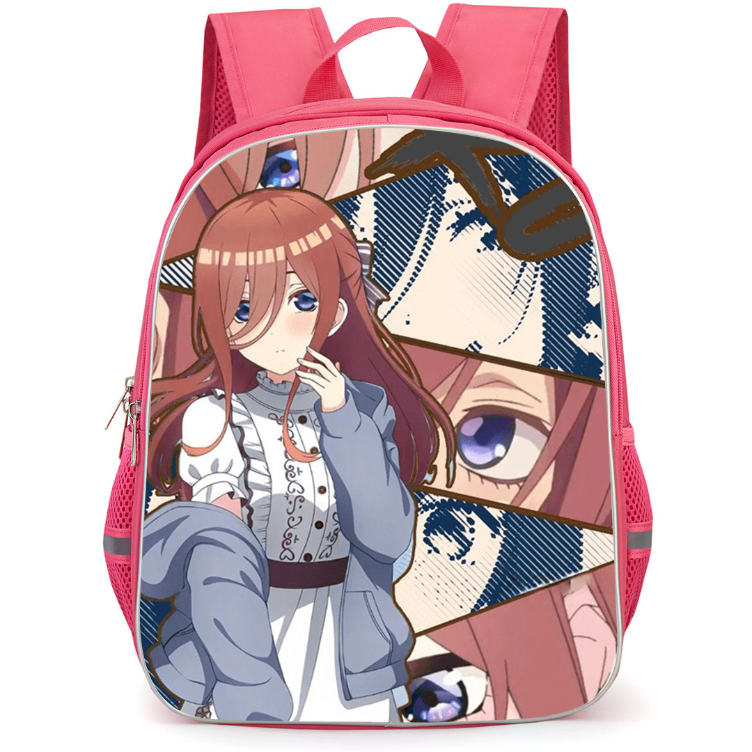 The Quintessential Quintuplets Miku Nakano Backpack School Bag StudentPack - Miku Nakano Wear Outfit with Collage of Her Eyes