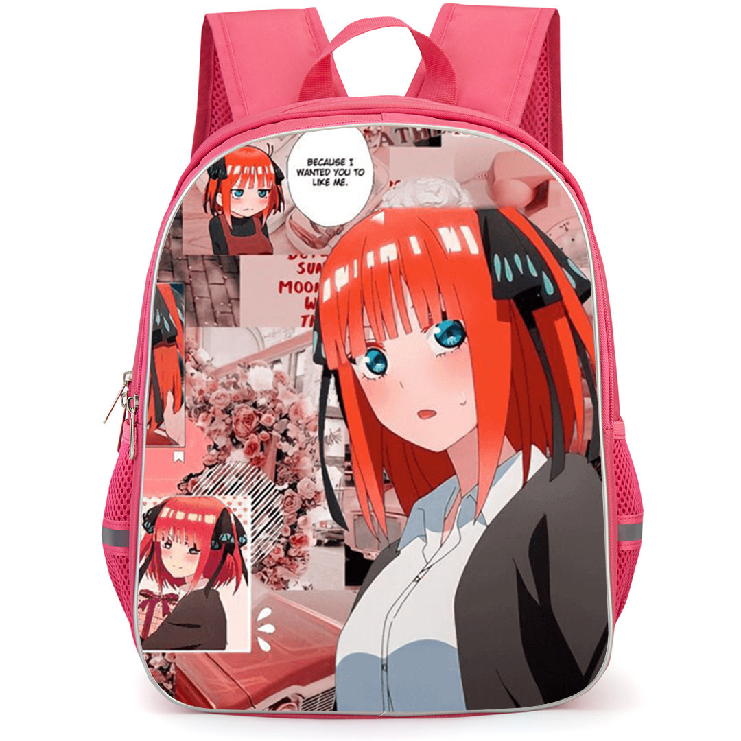 The Quintessential Quintuplets Nino Nakano Backpack School Bag StudentPack - Nino Nakano A Pink Color Palette include Various Scenes Collage