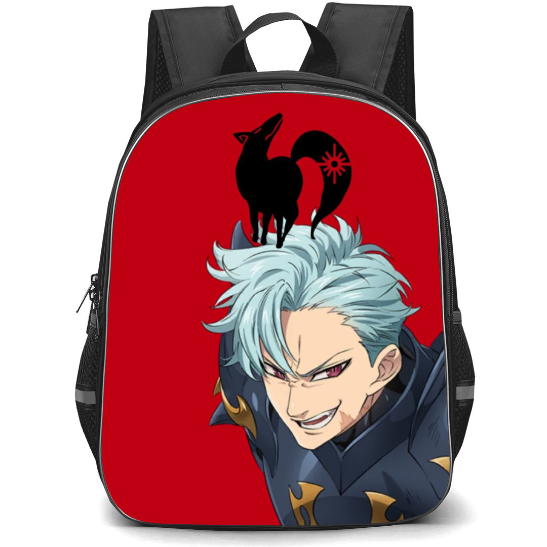 The Seven Deadly Sins Ban Backpack Student Pack - Ban Fierce Portrait On Red Background