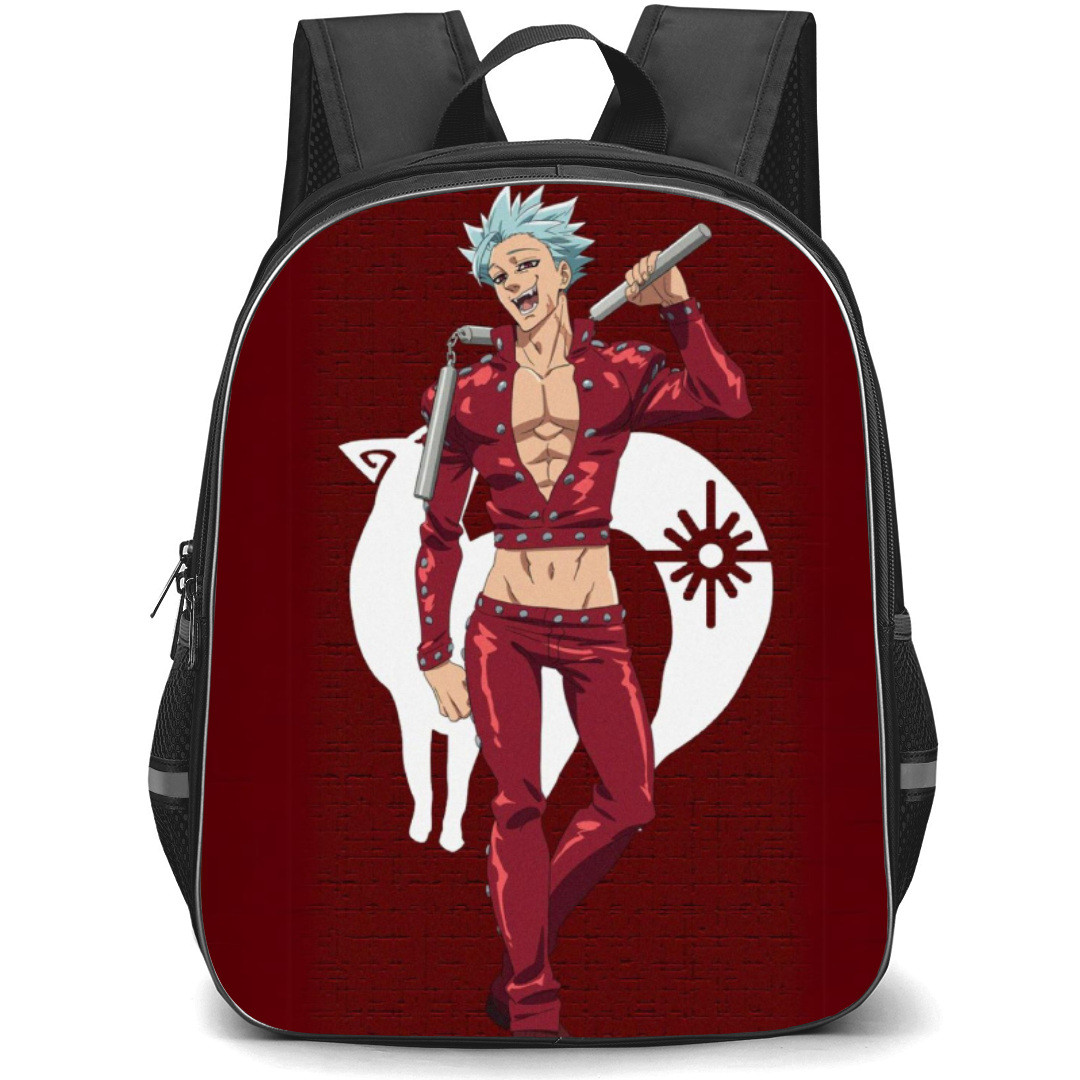 The Seven Deadly Sins Ban Backpack Student Pack - Ban Smile Portrait On Red Background