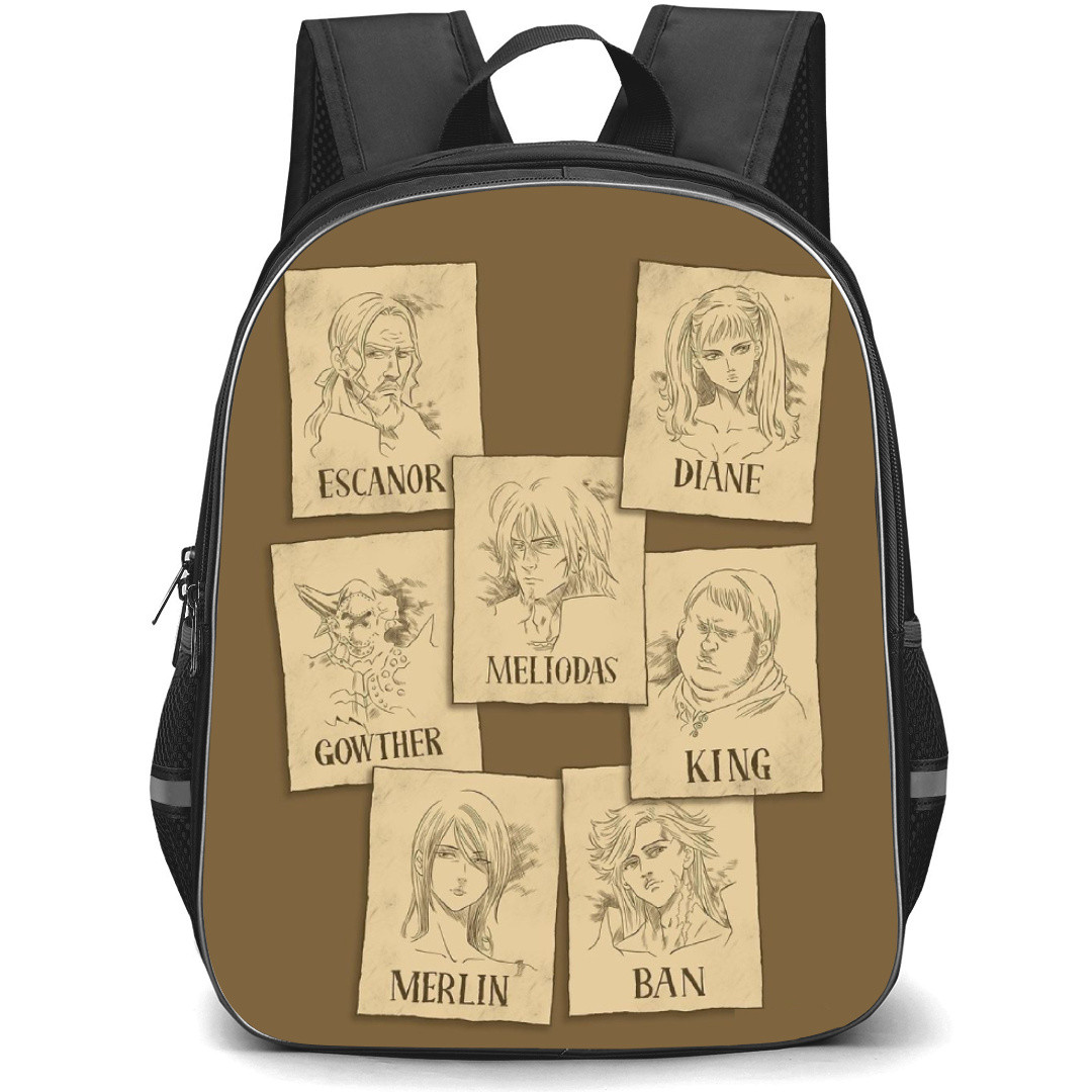 The Seven Deadly Sins Backpack Student Pack - Characters Sketch Wanted Poster