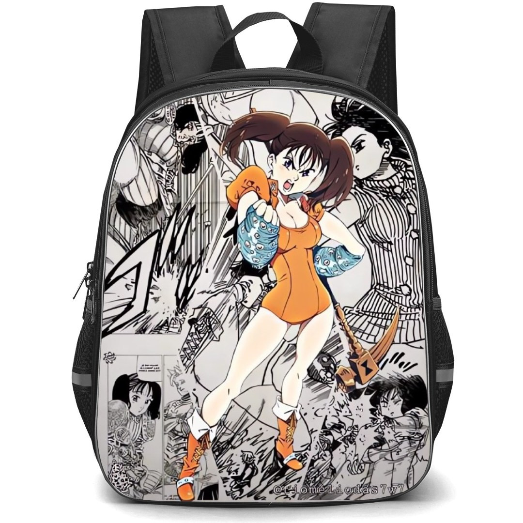 The Seven Deadly Sins Diane Backpack Student Pack - Diane Angry Portrait Manga Background