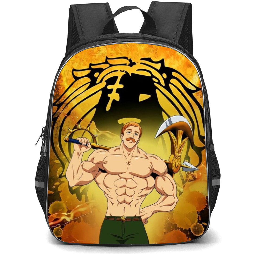 The Seven Deadly Sins Escanor Backpack Student Pack - Escanor Portrait Logo On Sun Background